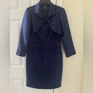 Adrianna Papell Occasions Women’s 10 Silk Dress plus Jacket Blue Classic Style